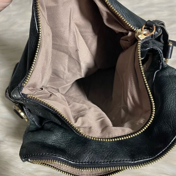 Margot Greta Leather Double Zip Flap Crossbody in Black - Picture 6 of 10